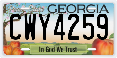 GA license plate CWY4259