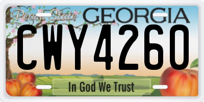 GA license plate CWY4260