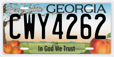 GA license plate CWY4262