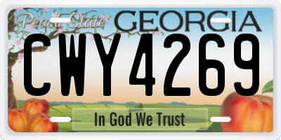 GA license plate CWY4269