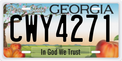 GA license plate CWY4271