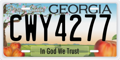 GA license plate CWY4277