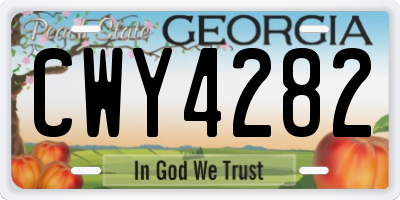 GA license plate CWY4282