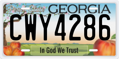 GA license plate CWY4286