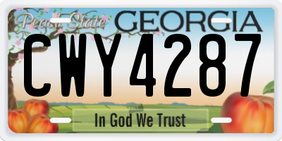 GA license plate CWY4287
