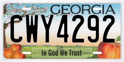 GA license plate CWY4292