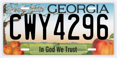 GA license plate CWY4296