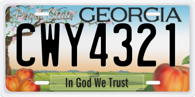 GA license plate CWY4321