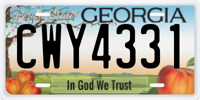 GA license plate CWY4331