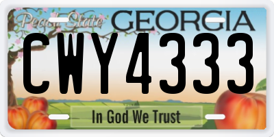GA license plate CWY4333