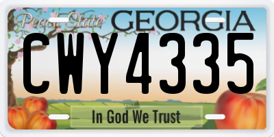GA license plate CWY4335