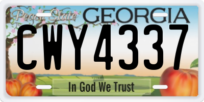 GA license plate CWY4337