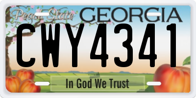 GA license plate CWY4341