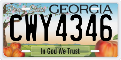 GA license plate CWY4346