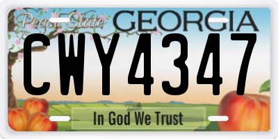 GA license plate CWY4347