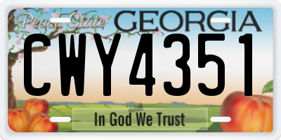 GA license plate CWY4351