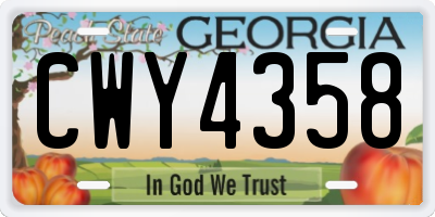 GA license plate CWY4358