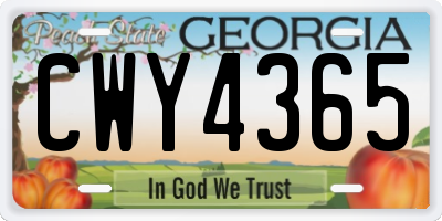GA license plate CWY4365