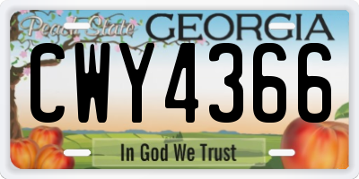 GA license plate CWY4366