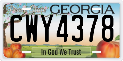 GA license plate CWY4378