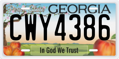 GA license plate CWY4386