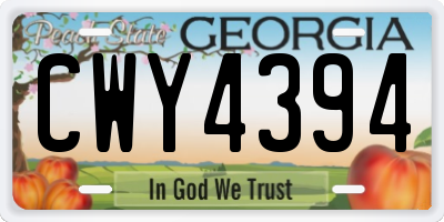 GA license plate CWY4394