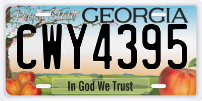 GA license plate CWY4395