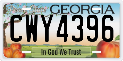 GA license plate CWY4396