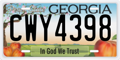GA license plate CWY4398