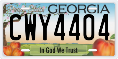 GA license plate CWY4404