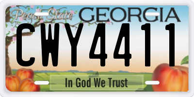 GA license plate CWY4411