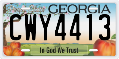 GA license plate CWY4413