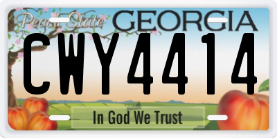 GA license plate CWY4414