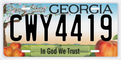 GA license plate CWY4419