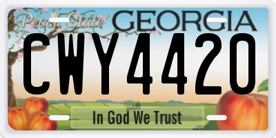 GA license plate CWY4420