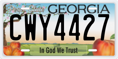 GA license plate CWY4427