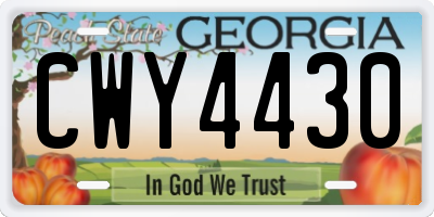 GA license plate CWY4430
