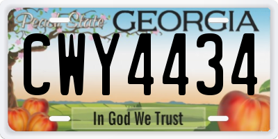 GA license plate CWY4434