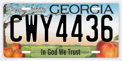 GA license plate CWY4436