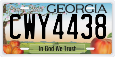 GA license plate CWY4438