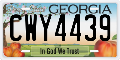 GA license plate CWY4439