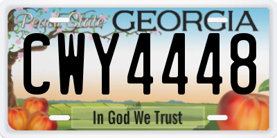 GA license plate CWY4448