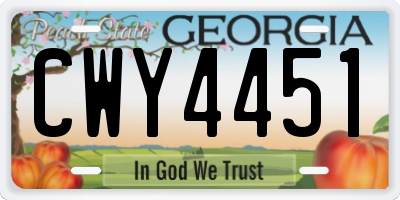 GA license plate CWY4451