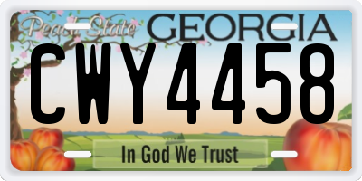 GA license plate CWY4458