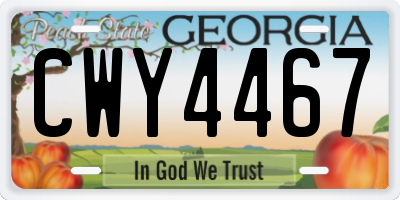 GA license plate CWY4467