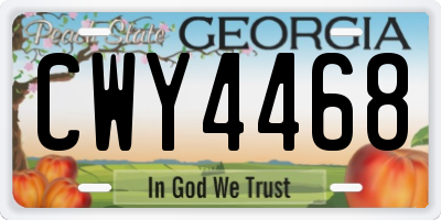 GA license plate CWY4468