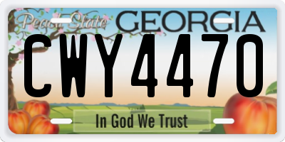 GA license plate CWY4470