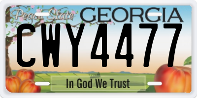 GA license plate CWY4477