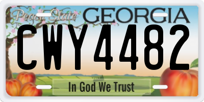 GA license plate CWY4482