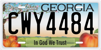 GA license plate CWY4484
